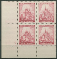Böhmen & Mähren 1939 Eckrand-4er-Block 100er-Bogen 28 Pl.-Nr. 2 Postfrisch - Ungebraucht