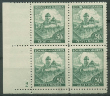 Böhmen & Mähren 1939 Eckrand-4er-Block 50er-Bogen 26 Pl.-Nr. 2 Postfrisch - Unused Stamps