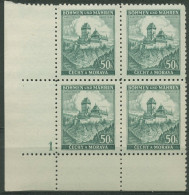 Böhmen & Mähren 1939 Eckrand-4er-Block 100er-Bogen 26 Pl.-Nr. 1 Postfrisch - Ungebraucht