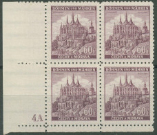 Böhmen & Mähren 1939 Eckrand-4er-Block 50er-Bogen 27 Pl.-Nr. 4A Postfrisch - Ungebraucht