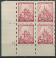 Böhmen & Mähren 1939 Eckrand-4er-Block 100er-Bogen 28 Pl.-Nr. 1A Postfrisch - Ungebraucht