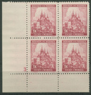 Böhmen & Mähren 1939 Eckrand-4er-Block 100er-Bogen 28 Pl.-Nr. 3 Postfrisch - Unused Stamps