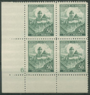 Böhmen & Mähren 1939 Eckrand-4er-Block 100er-Bogen 26 Pl.-Nr. 6 Postfrisch - Nuevos