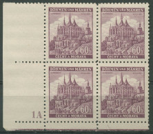 Böhmen & Mähren 1939 Eckrand-4er-Block 50er-Bogen 27 Pl.-Nr. 1A Postfrisch - Ungebraucht