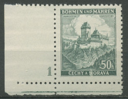 Böhmen & Mähren 1939 Ecke Mit Plattennummer 50er-Bogen 26 Pl.-Nr. 1 Postfrisch - Ongebruikt