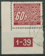 Böhmen U. Mähren Portomarke 1939/40 P 7 PN 1-39 Ecke 3 Ndgz Gestempelt - Oblitérés