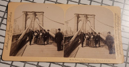 La Promenade, Pont De Brooklyn, New York, Etats Unis. Underwood Stéréo - Visionneuses Stéréoscopiques