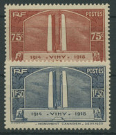 Frankreich 1936 Denkmal Der Gefallenen Kanadier Bei Vimy 322/23 Mit Falz - Unused Stamps