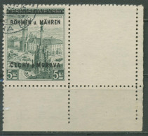 Böhmen Und Mähren 1939 Marke Mit Leerfeld 18 LW Ecke Gestempelt Signiert - Oblitérés