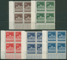 Berlin 1966 Brandenburger Tor Bogenmarken 286/90 4er-Block Ecke L. U. Postfrisch - Unused Stamps