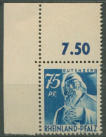 Französische Zone: Rheinland-Pfalz 1947 Type I, 13 Vv Ecke O. Links Postfrisch - Rijnland-Palts