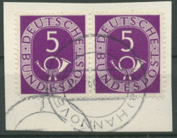 Bund 1951 Posthorn Bogenmarken 125 Waagerechtes Paar Gestempelt Briefstück - Used Stamps