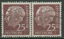 Bund 1954 Th. Heuss I Bogenmarken 186 Waagerechtes Paar Gestempelt - Usados