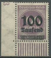 Deutsches Reich 1923 Freim. Walzendruck 289 B W UR Ecke Unt. Li. Postfrisch - Nuovi