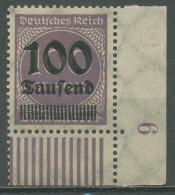Deutsches Reich 1923 Freim. Walzendruck 289 B W UR Ecke Unt. Re. Postfrisch - Ungebraucht