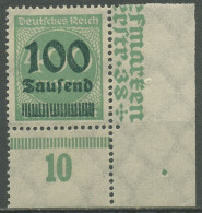 Deutsches Reich 1923 Mit Aufdruck Plattendruck 290 P UR Ecke Unt. Re. Postfrisch - Ungebraucht