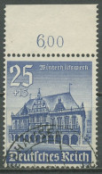 Deutsches Reich 1940 WHW Winterhilfswerk Rathaus Bremen Oberrand 758 Gestempelt - Oblitérés