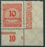 Deutsches Reich 1923 Korbdeckel Platte 318 AP UR Ecke Unten Rechts Postfrisch - Unused Stamps