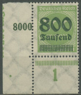 Deutsches Reich 1923 Mit Aufdruck Platte 304 A P UR Ecke Unt. Li. Postfrisch - Neufs