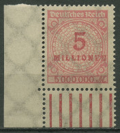 Deutsches Reich Inflation 1923 Korbdeckel Walze 317 AW Ecke Unt. Li. Postfrisch - Nuovi