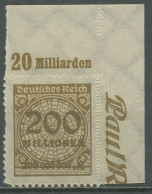 Deutsches Reich 1923 Korbdeckel Platte 323 BP OR A Ecke Oben Rechts Postfrisch - Ongebruikt