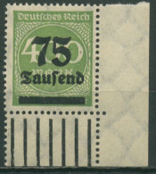 Deutsches Reich 1923 Freim. Walze 287 A W UR -/1'5'1 Ecke Unt. Re. Postfrisch - Ungebraucht