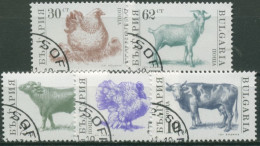 Bulgarien 1991 Haustiere: Henne, Bulle, Puter, Ziegenbock 3881/85 Gestempelt - Oblitérés