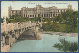 München Maximiliansbrücke Mit Maximilianeum, Gelaufen 1908 Marke Fehlt (AK2381) - Muenchen