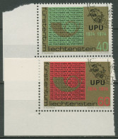 Liechtenstein 1974 Weltpostverein UPU Posthorn Emblem 607/08 Ecke Gestempelt - Gebraucht
