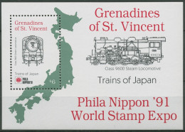 St. Vincent-Grenadinen 1991 PHILANIPPON Lokomotiven Block 76 Postfrisch (C94497) - St.Vincent Und Die Grenadinen
