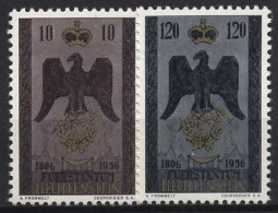 Liechtenstein 1956 150 Jahre Souveränes Fürstentum Wappenadler 346/47 Postfrisch - Ongebruikt