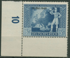 Deutsches Reich 1942 Post- U. Fernmeldeverein 823 Ecke 3 Unten Links Postfrisch - Nuovi