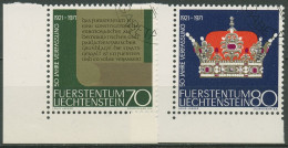 Liechtenstein 1971 Neue Verfassung Schriftrolle 546/47 Ecke Gestempelt - Usati