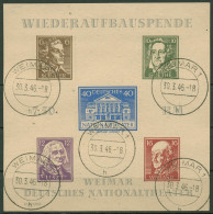 SBZ Thüringen 1946 Wiederaufbau Theater Weimar Block 3 B Aya Gestempelt - Autres & Non Classés