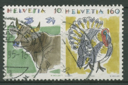 Schweiz 1992 Tiere Kuh Truthahn 1461/62 Gestempelt - Usados