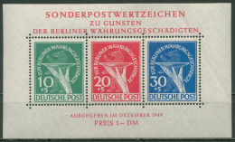 Berlin 1949 Währungsgeschädigte Block 1 Postfrisch, Bug Durch Rechte Seite - Blocks & Sheetlets