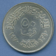 Ägypten 50 Piaster 1970 Präsident Nasser, Silber, KM 423 Vz/st (m4420) - Egitto