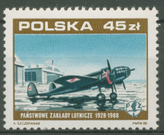 Polen 1988 Flugzugwerke PZL Bombenflugzeug 3158 Postfrisch - Neufs