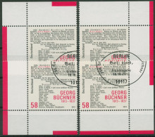 Bund 2013 Schriftsteller Georg Büchner 3031 Alle 4 Ecken Gestempelt (E3991) - Used Stamps