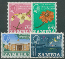 Sambia 1965 1 Jahr Unabhängigkeit Blumen Feuerwerk 22/25 Postfrisch - Zambia (1965-...)