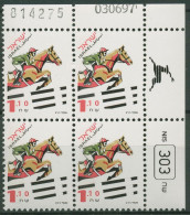 Israel 1997 Sport Reiten 1414 P-streifen Links Plattenblock Postfrisch (C62043) - Ungebraucht (ohne Tabs)