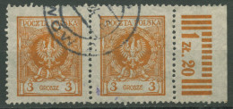 Polen 1924 Adler Im Lorbeerkranz 203 Paar Mit Rand Gestempelt - Used Stamps