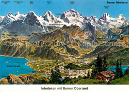 12889051 Interlaken BE Panoramakarte Brienzersee Thunersee Eiger Moench Jungfrau - Altri & Non Classificati