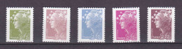 Série COMPLETE 5 Timbres Gommés Neuf** 2009 MNH Marianne De BEAUJARD Y&T 4342 à 4346 - 2008-2013 Marianne (Beaujard)