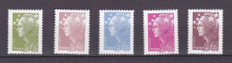 Série COMPLETE 5 Timbres Gommés Neuf** 2009 MNH Marianne De BEAUJARD Y&T 4342 à 4346 - 2008-2013 Marianne Van Beaujard