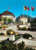 12878642 Buergenstock Vierwaldstaettersee Parkhotel Palace Hotel Fahnen Buergens - Altri & Non Classificati
