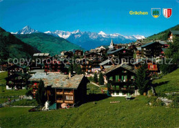 12875592 Graechen VS Gesamtansicht Mit Alpenpanorama Graechen - Other & Unclassified