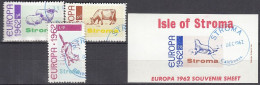 INSEL STROMA (Schottland), Nichtamtl. Briefmarken, Stroma To Huna, Block + 3 Marken, Gestempelt, Europa 1962, Tiere - Scozia