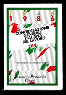 1986 Tessera Sindacato CGIL Confederazione Generale Italiana Del Lavoro - Membership Cards