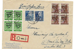 Cottbus Registered Letter 1948 To Strasburg Zuckermark (12Pf Different Colours) - Storia Postale